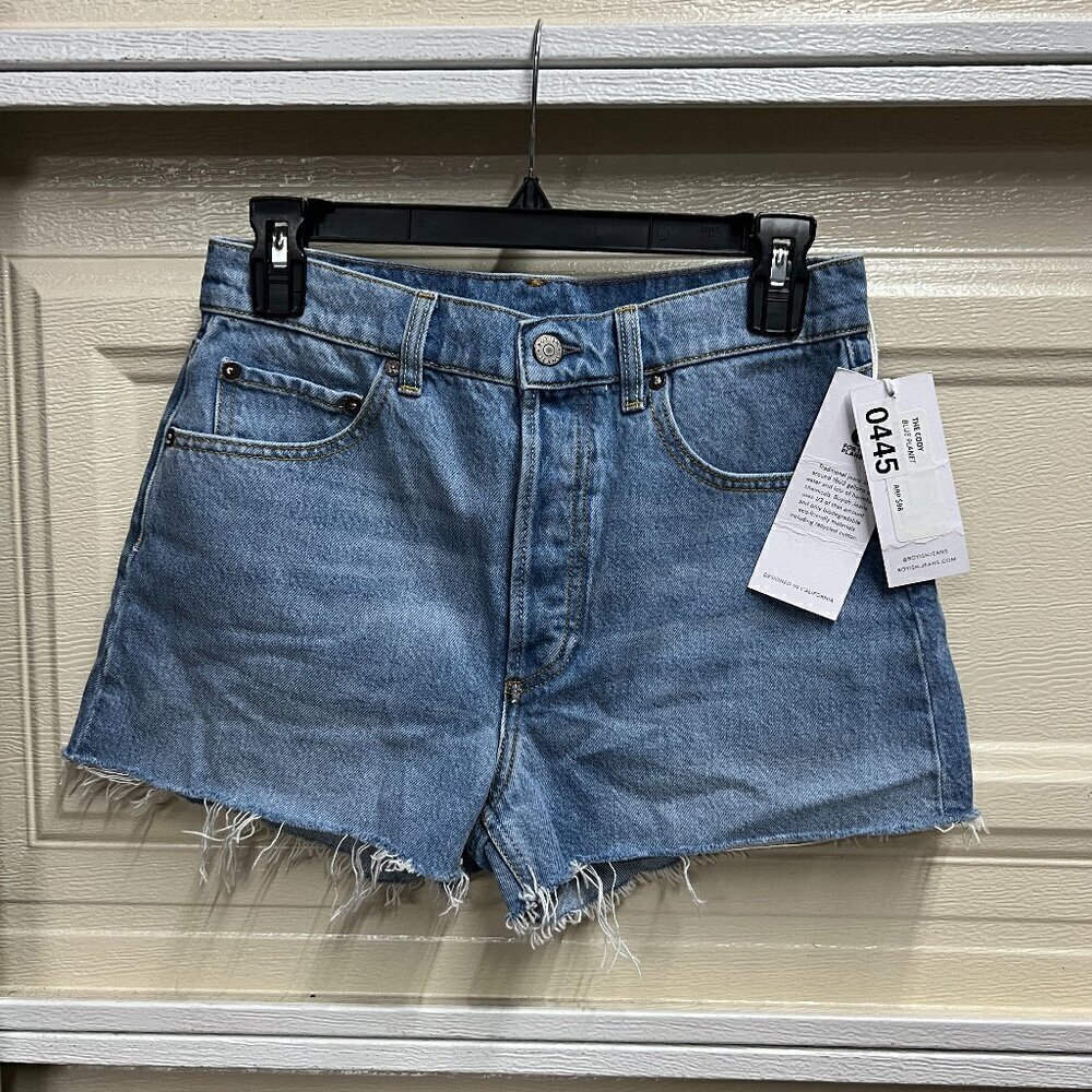 Boyish THE CODY Denim High Rise Cut Off Short Sz 26 in BLUE PLANET